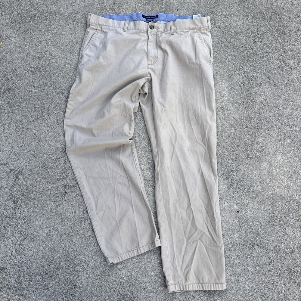 Tommy Hilfiger Pants 40x32 Khaki Chinos Casual Staple Trousers Neutral Everyday